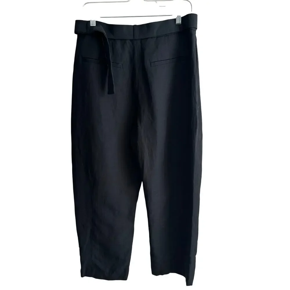 Banana Republic High Rise Barrel Tencel Linen Pant Black 8 Petite 713482